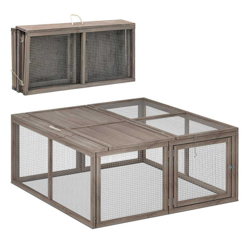 Cage à poulailler pliable en bois Leithow, Gris
