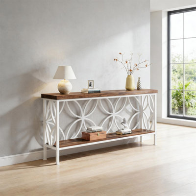 Table basse élégante, canapé de style nordique, console à 2 niveaux