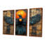 «Black Moon Native Raven II - Native American Art Totem», reproduction d'art-107200206-107200209