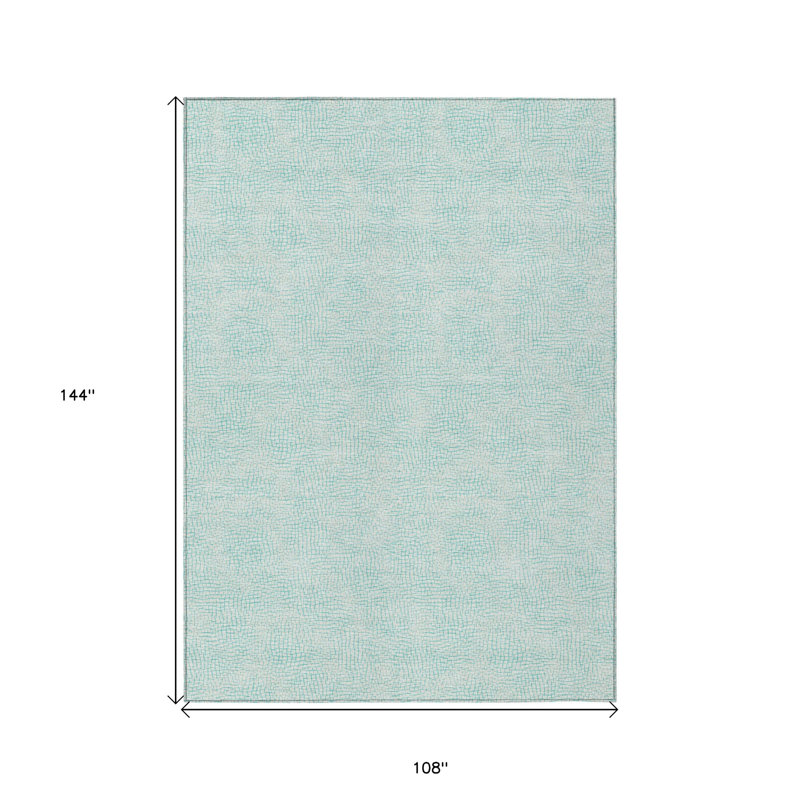 Tapis géométrique lavable intérieur / extérieur 9 pi x 12 pi Aqua