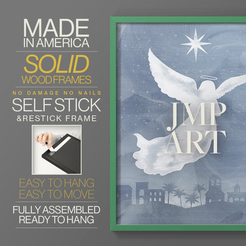 Star of Bethlehem Collection B Framed Print - Solid Wood, 30" H x 24" W, Green