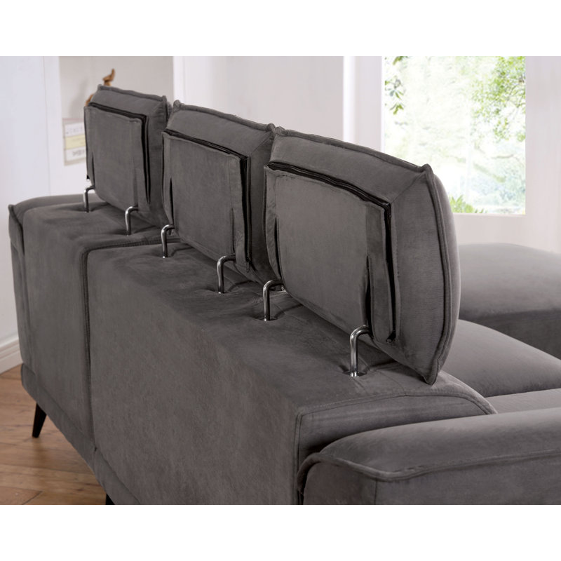 Upholstered L-Shaped Sectional Right Hand Facing, Dark Gray Polyester