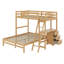 Lit simple superposé au dessus d'un lit double avec bureau et tiroirs-148216135