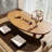 Burlywood Solid Wood Curved Coffee Table-109044228