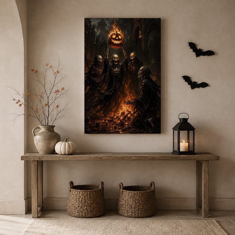 Art mural sur toile, "Robed skeletons", H 30 po x l 20 po