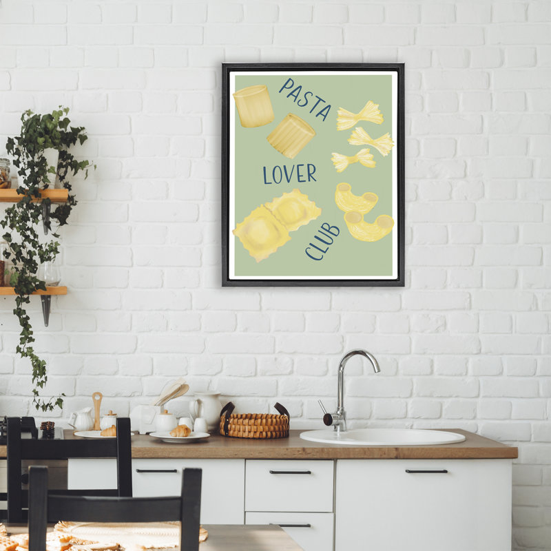 Cadre flottant Minimal Pasta Lover Club, design par Robin Maria, Cadre flottant noir de jais, H 21 po x l 17 po