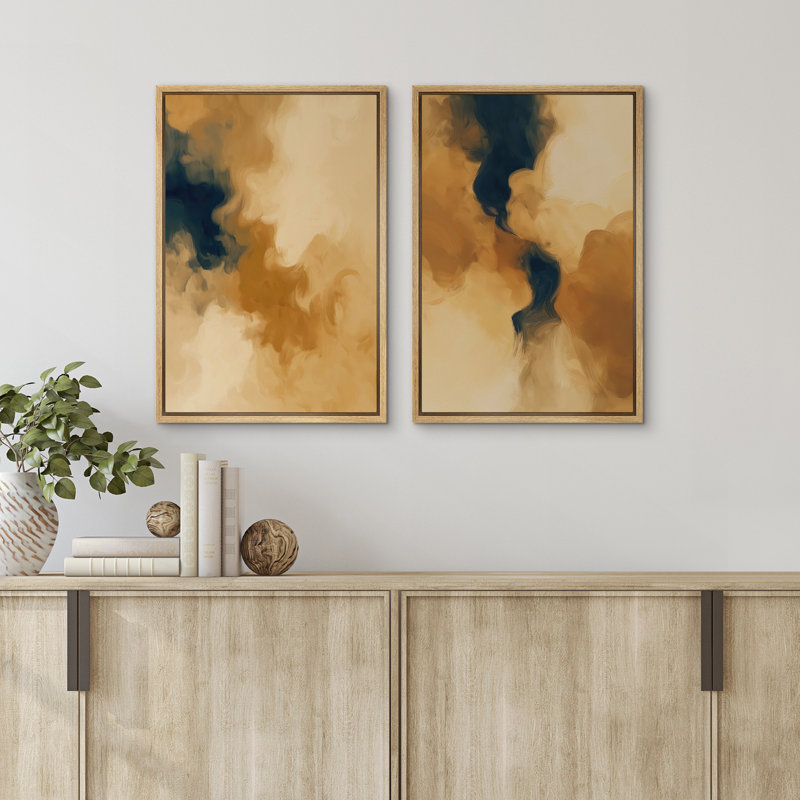 Coups de peinture abstraits et modernes, H 24 po x l 32 po, Encadré naturel