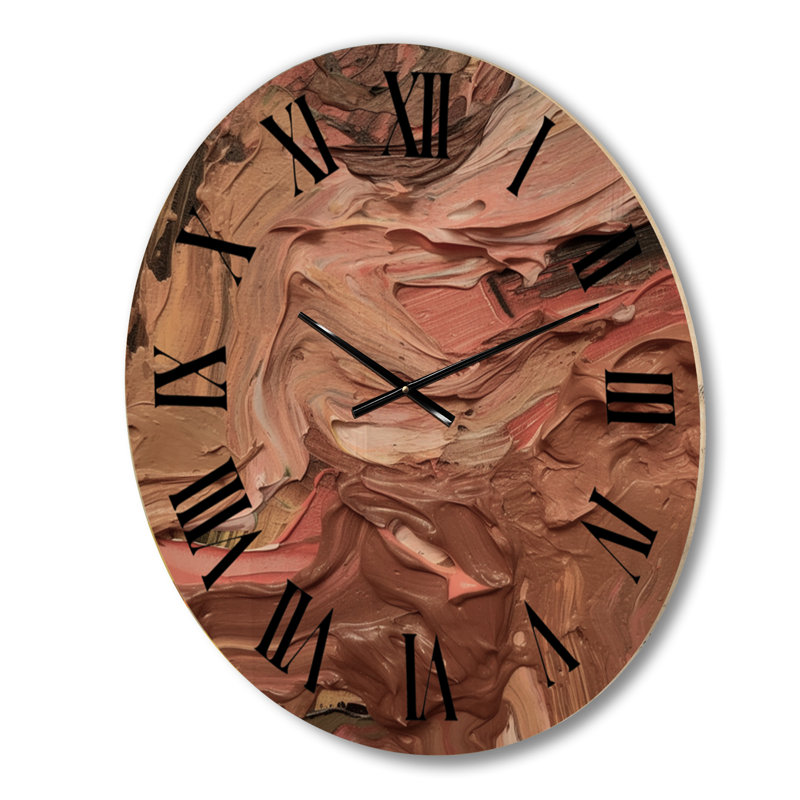 Chocolate Bliss Abstract Painting I - Abstract Painting Oversized Wood Wall Clock, Moyenne