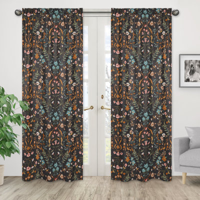 Paire de rideaux semi-transparents avec passe-tringle Boho Floral Wildflower