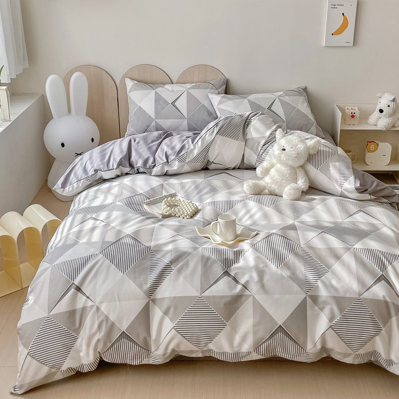 3pcs Geometric Duvet Cover Set (Without Core), Modern Pattern Print Bedding Set, King Sheet Set with 2 Pillowcases