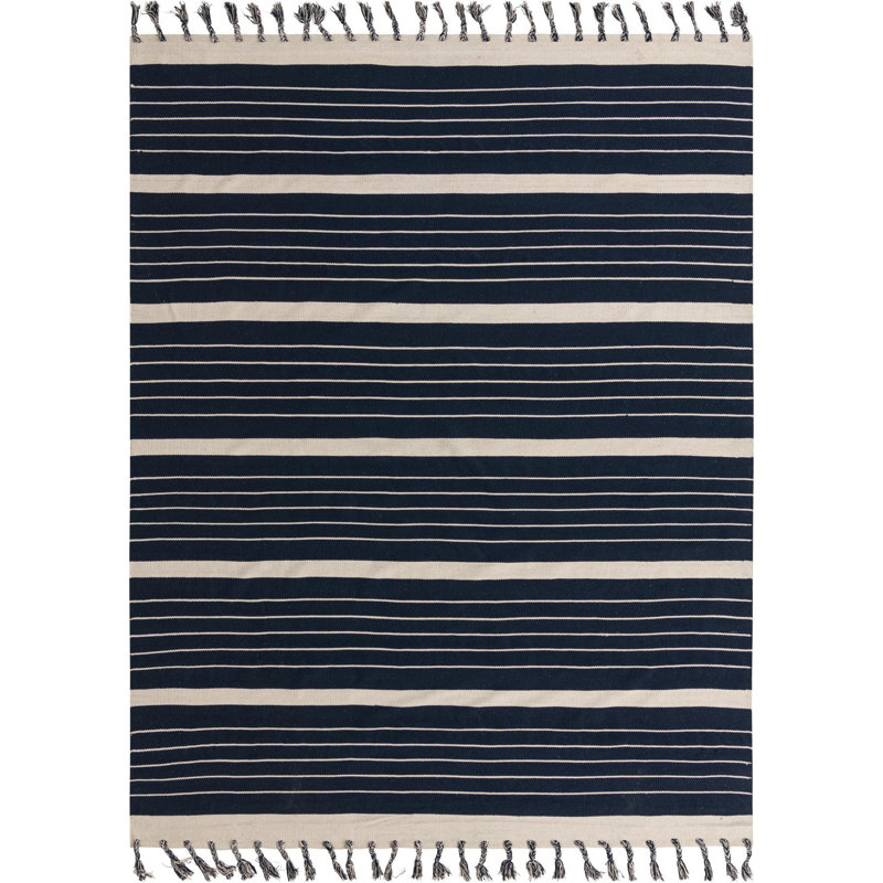 Gwin Cotton Striped Indoor Rug, Rectangle 9' x 12'