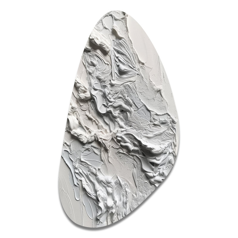 «White and Tranquility Unleashed», impression unique sur métal en forme de marbre, art mural moderne en métal Freeform