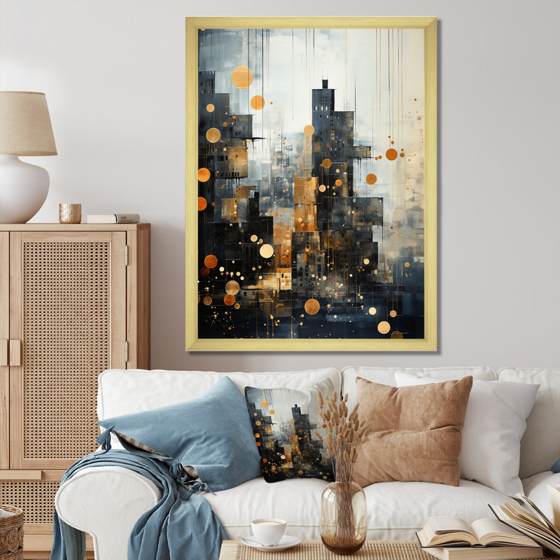 Art urbain sur toile Cityscape, reproduction abstraite de l'horizon de la tour - tours abstraites de mouchetures I