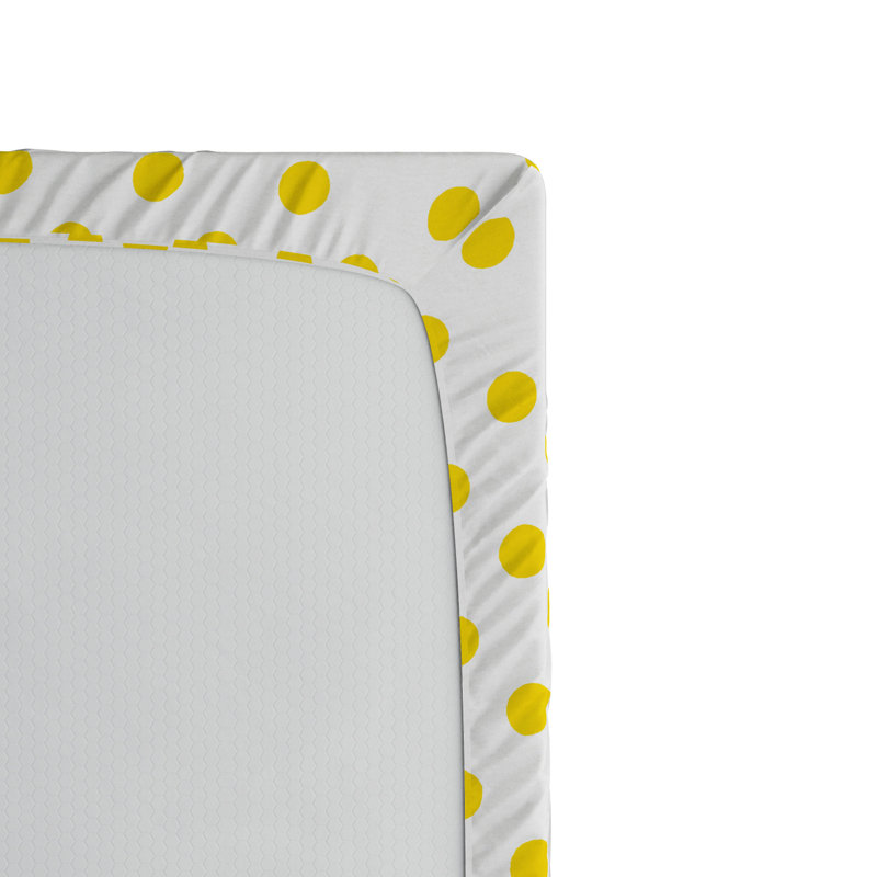 Microfiber Polka Dots Fitted Sheet, Twin XL Fitted Sheet, Yellow Polka Dots