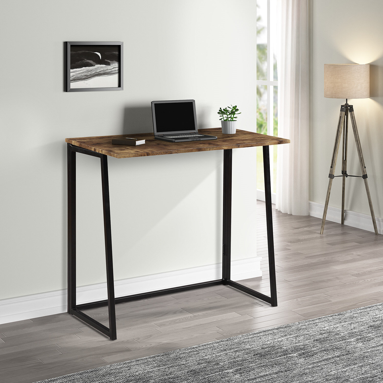 Ebern Designs Jahmir Metal Base Writing Desk | Wayfair