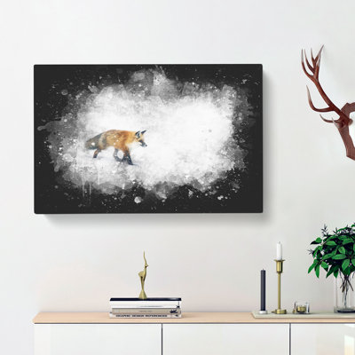 A Red Fox Alone In The Winter - Wrapped Canvas