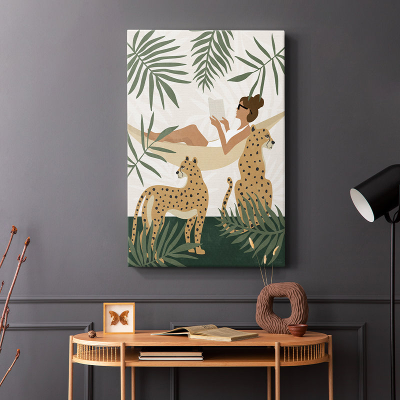 Tropical lecture II -Galerie enveloppé Cavas, H 60 po x l 40 po