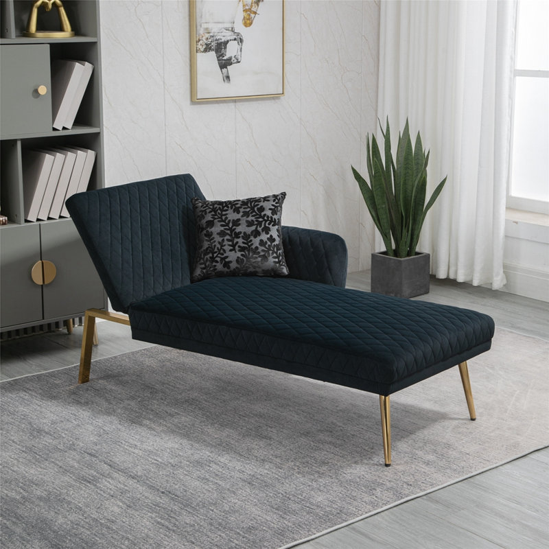 Chaise longue rembourrée Kix, 100 % polyester noir