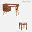 Bohemian style makeup vanity set with 4 drawers, charging plug, usb port and stool-890915997