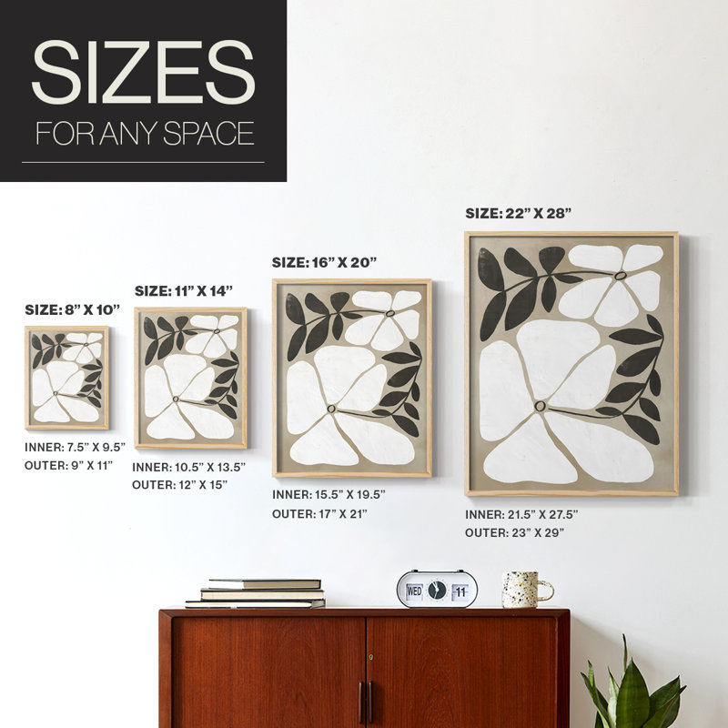 Reproduction encadrée Melty Blooms II - bois massif, Naturel, H 11 po x l 9 po