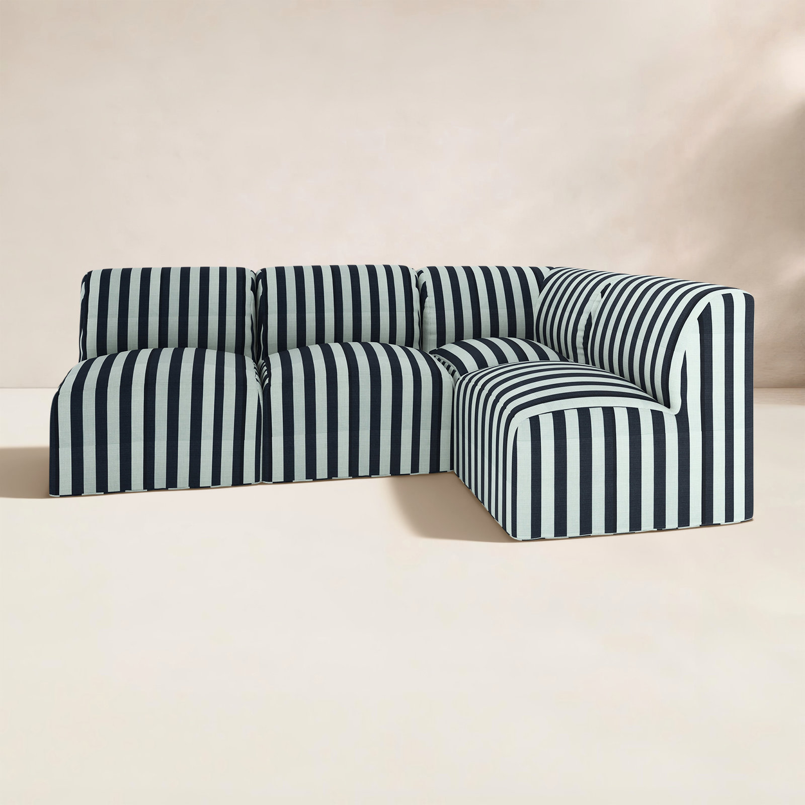 Praia 90" Sunbrella® Patio Sectional, Expressive Mist Striped Sunbrella®