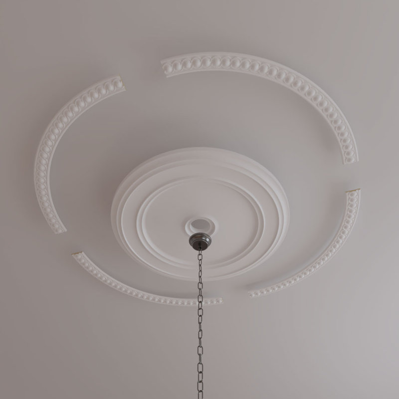 Ensemble d'anneaux de plafond Hillsborough, H 64,5 po x l 64,5 po x P 0,5 po, Simple (1/4 d'un cercle complet)