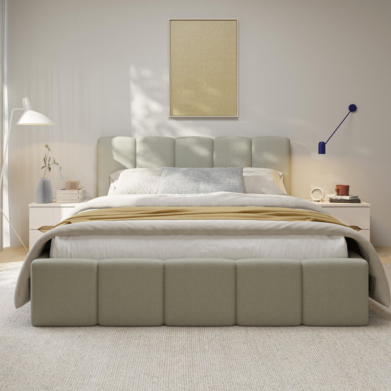 Taniaya Upholstered Bed, Kingsize (5'), Light Grey