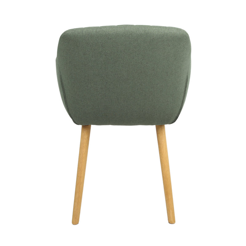 48cm H Premium Textured Woven Linen Upholstered Upholstered Back Armchair, Green