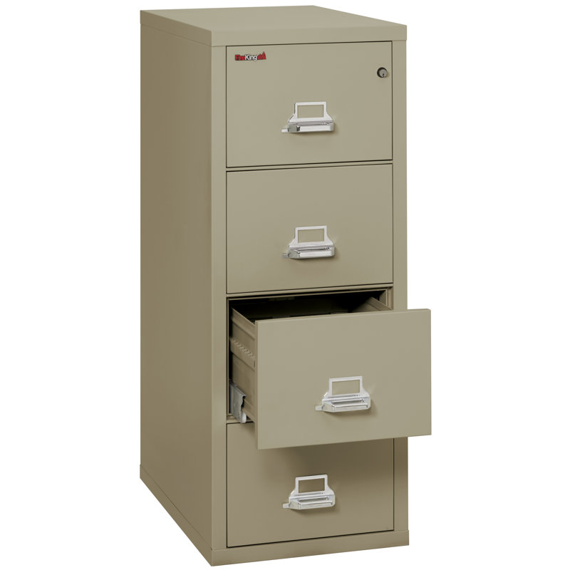 Classeur vertical 4 tiroirs ininflammable, Étain, Cadenas à combinaison, H 52,75 po x l 20,81 po x P 31,56 po 