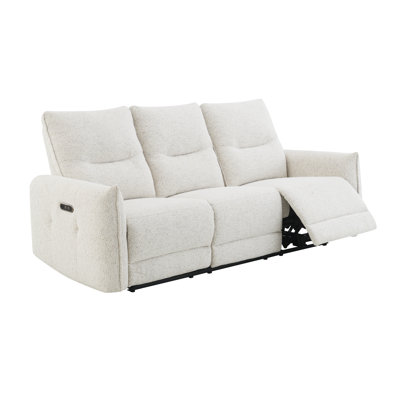 Canapé inclinable électrique en chenille crème avec port USB, canapé à mouvement moderne avec repose-pieds réglable pour le salon