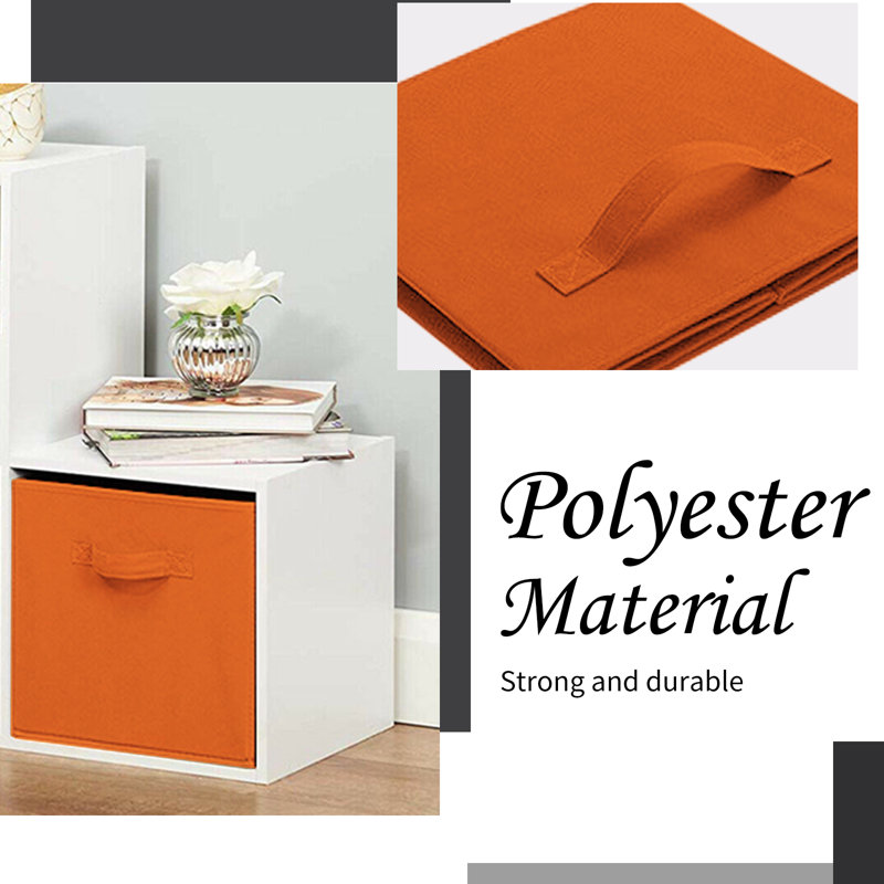 Fabric Cube Collapsible Storage Box, Orange