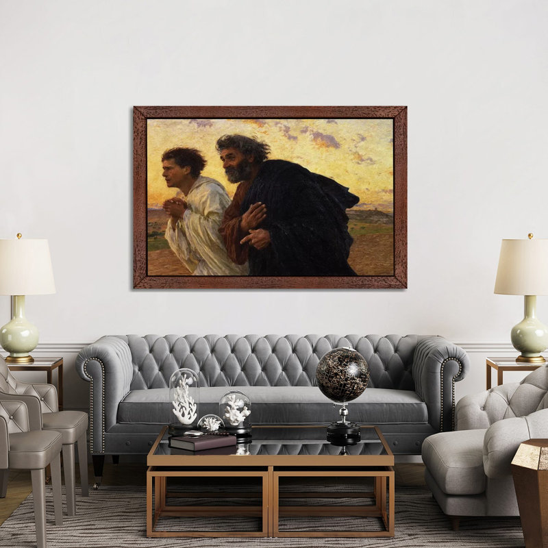 The Disciples Peter And John Running To The Sepulchre On The Morning Of The Resurrection, C.1898 by Eugene Burnand - Floater Frame Painting on Canvas
