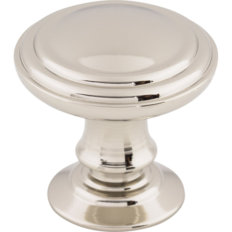 Reeded Round Knob, Polished Nickel, 1 1/4" Knob Diameter