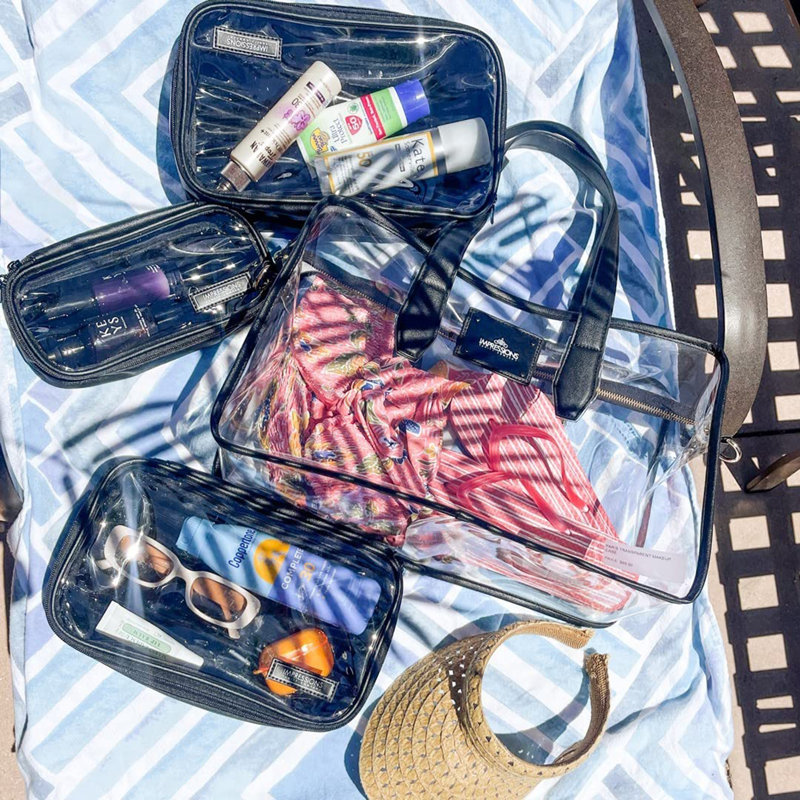 Paris Transparent Makeup Case with Adjustable Shoulder Strap Cosmetic Travel Case 4 Different Size