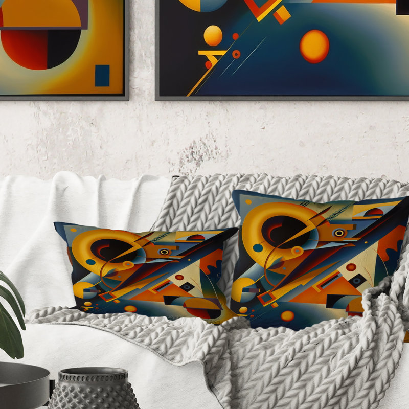 Multicolore motif géométrique orange V - Coussin décoratif imprimé géométrique abstrait