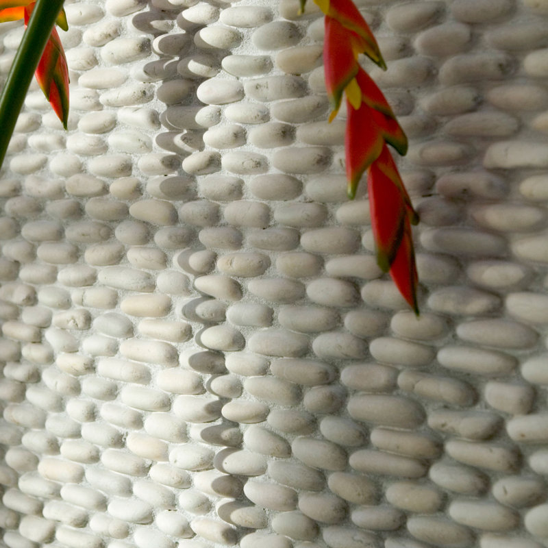 Natural Stone 5 7/8 x 11 3/4 Stacked Pebble Wall Mosaic, Off White