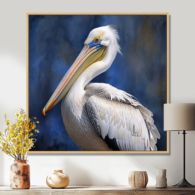 «Majestic Pelican Seabird V», reproduction sur toile, H 16 po x l 16 po x P 1 po, Cadre flottant érable