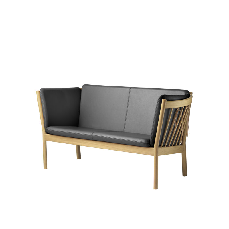 J148 Leather Loveseat, Black