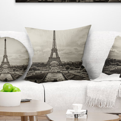 Vintage View of Paris France - Cityscape Printed Pillow