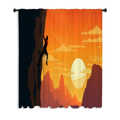 Rock Climbing Window Sheer Curtain Single Panel