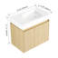 Meuble-lavabo de salle de bain avec lavabo en céramique, 2 portes à fermeture douce, meuble-lavabo autoportant, contreplaqué-112367386