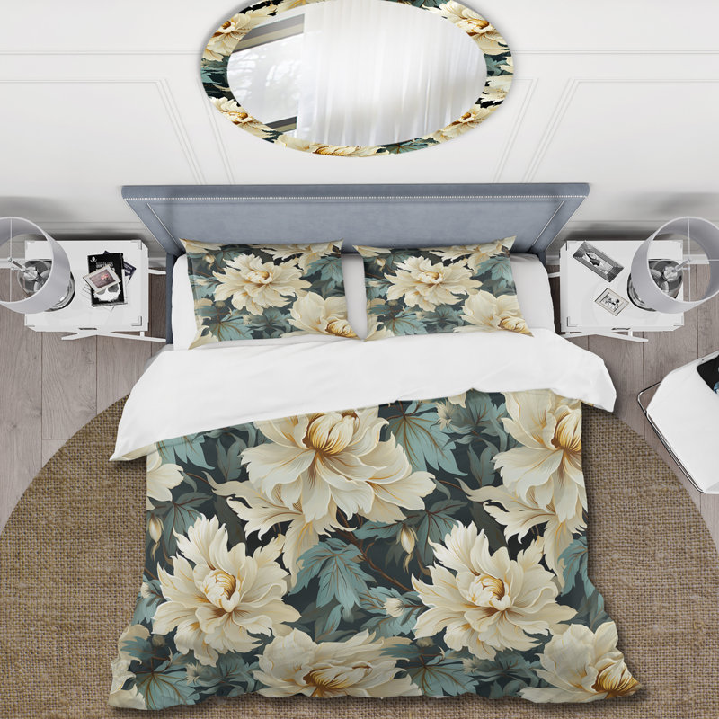 Ensemble de housse de couette blanc et bleu, Housse de couette pour grand lit et 2 taies décor
