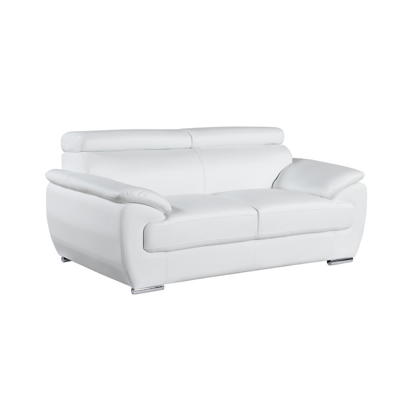 Causeuse en cuir véritable, Blanc