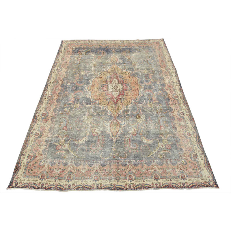 Tapis bleu unique de 9 pi 11 po x 12 pi 6 po