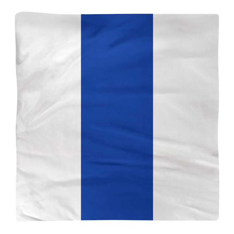 Striped Square Napkin, Cotton Twill, 10" H x 10" W x 0.25" D, White/Blue/White