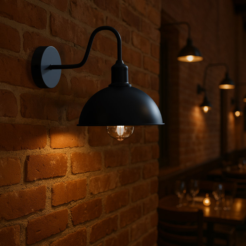 Armed Sconce, LED, Yes, Black/Gold