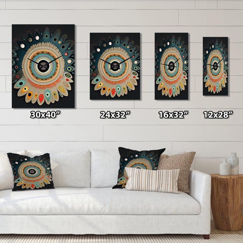 Mystic Eye Spiritual Abstract Geometrics I - Très grandes horloges murales géométriques modernes, H 28 po x l 12 po x P 1 po