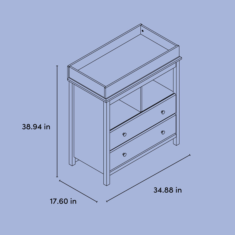 Alpine Changing Table Dresser, Driftwood/White