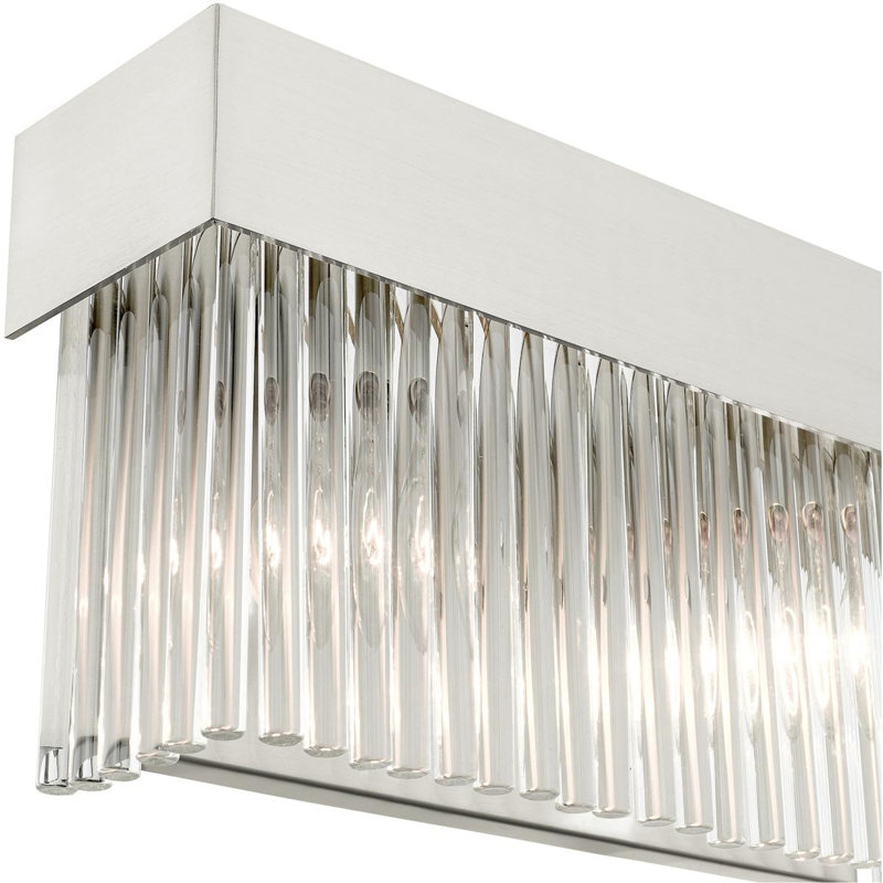 Élégant luminaire de meuble-lavabo de 14 po avec abat-jour en cristal pour un look moderne, Nickel brossé