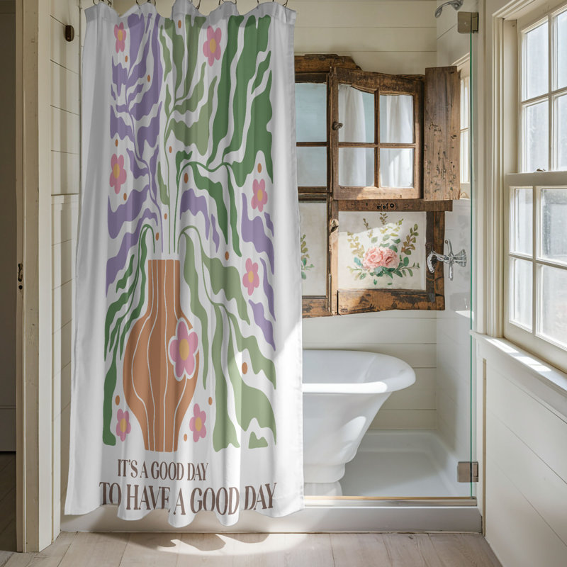 Rideau de douche 1 pièce Boho Garden Charm, H 74 po x l 71 po